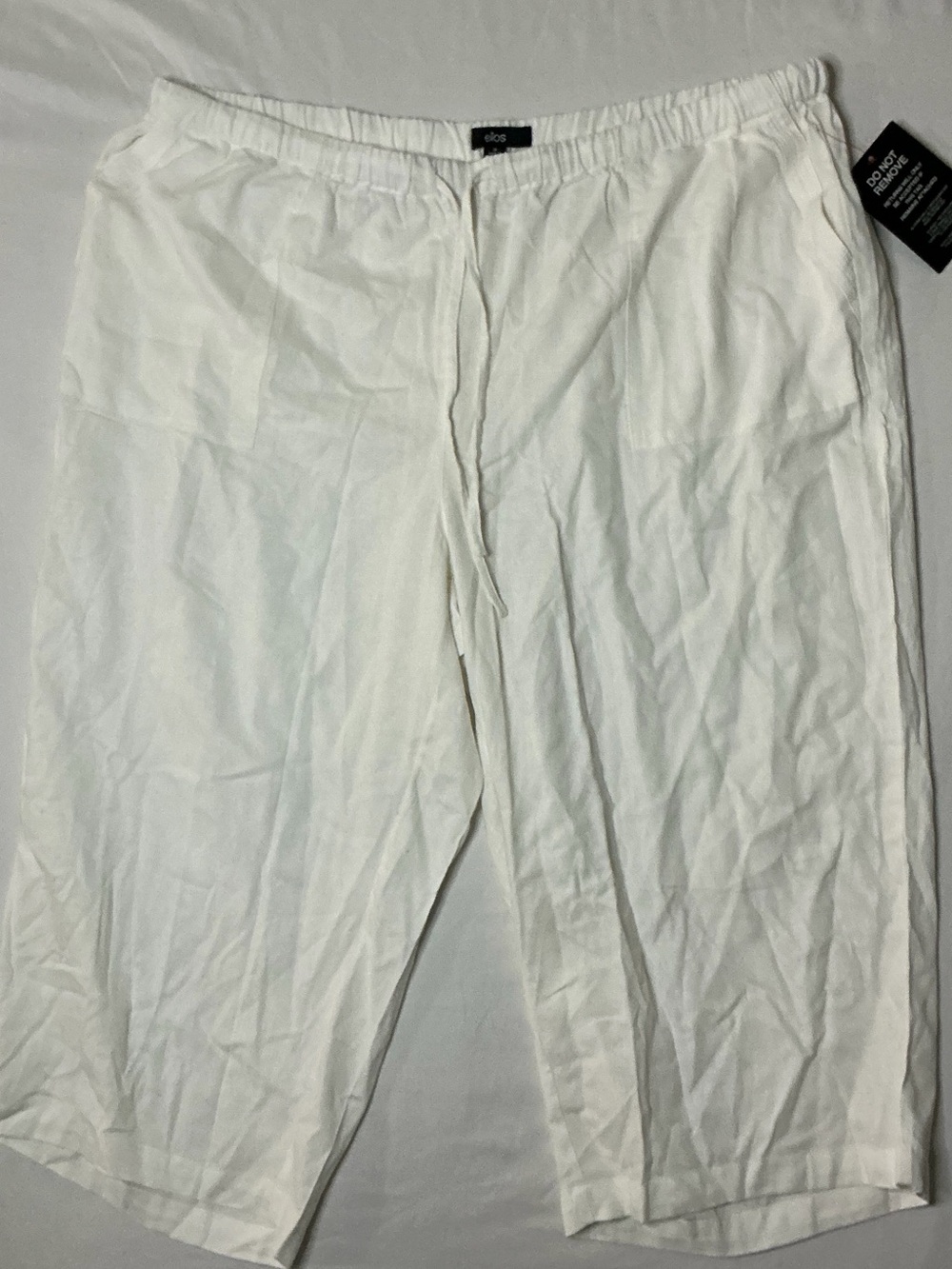 ellos White Linen-Blend Drawstring Chinos